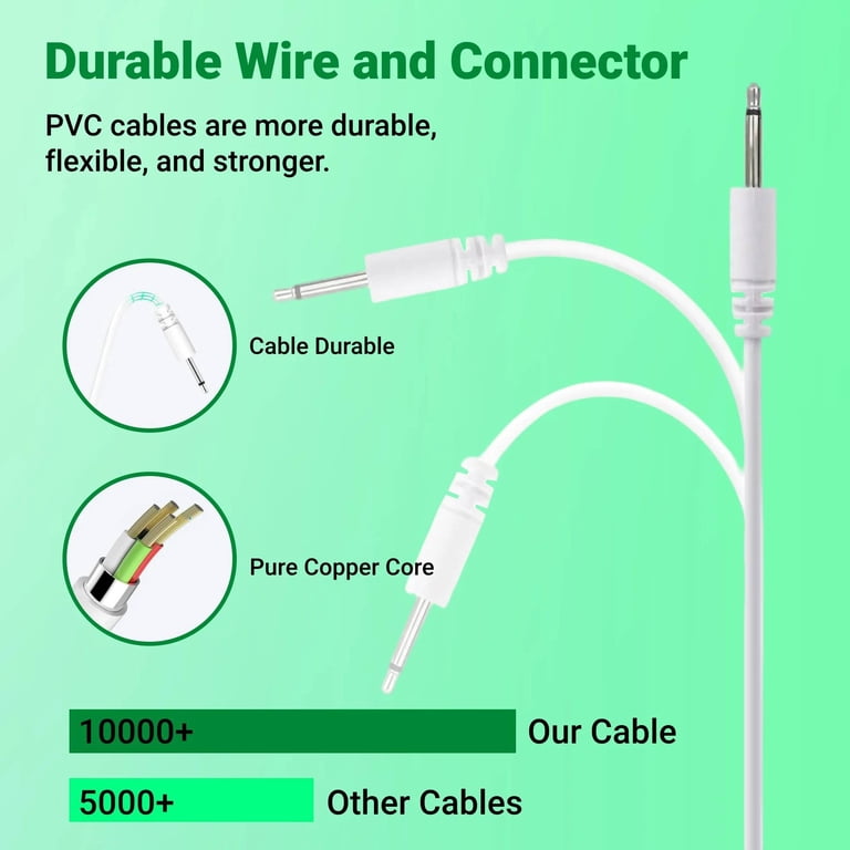 FITE ON 3ft White DC Charging Cable USB Charger Cord Replacement for Rechargeable Wand s 2.5mm