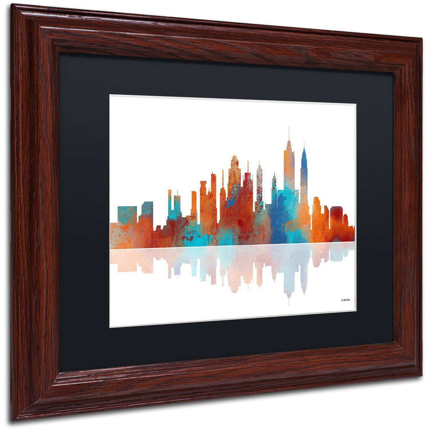 Trademark Fine Art "New York New York Skyline 2" Canvas Art by Marlene Watson Black Matte, Wood Frame