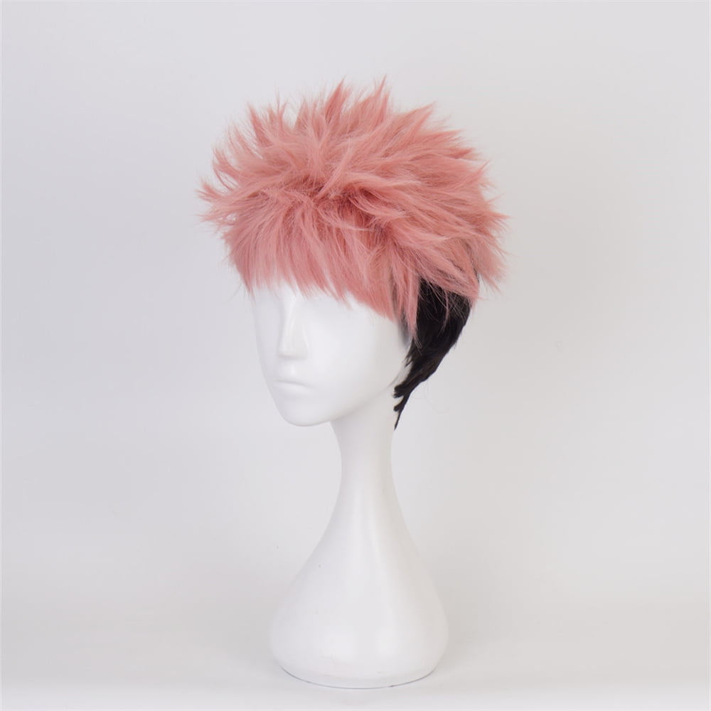 iirukaa Anime JJK Itadori Yuji Wig Itadori Yuji Cosplay Wig with Wig Cap Heat Resistant Synthetic Hair for Festival, Holiday, Cosplay Party, Comic Exhibitions