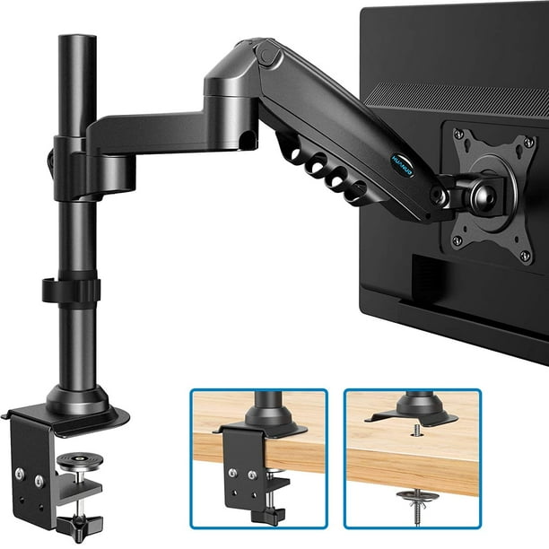 Huanuo Single Monitor Stand Gas Spring Arm Desk Mount Fit 17 To 32 Inch Screens Height Adjustable Vesa Bracket With Clamp Grommet Mounting Base Hold Up 19 8lbs Huanuo Single Monitor Stand Gas, Desk Mount Monitor Arm