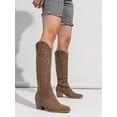 thumbnail image 1 of Women's Pointed Toe Chunky Heel Western Style Knee High Riding Boots & Winter Warm Boots, 1 of 5