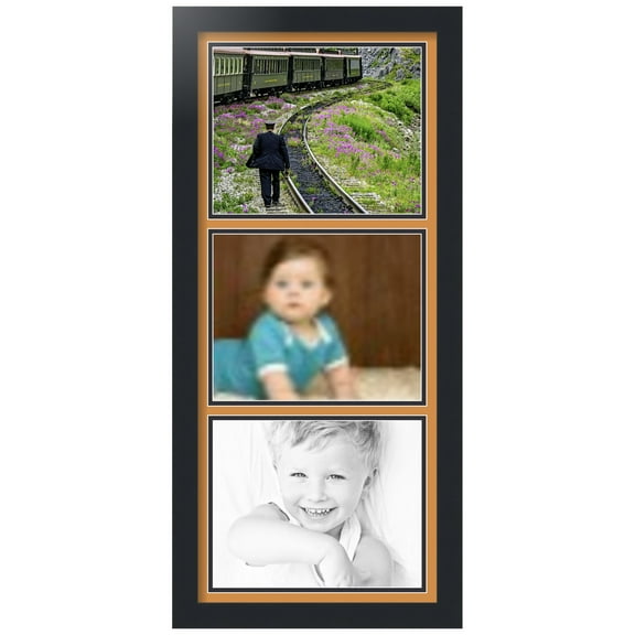ArtToFrames Collage Photo Picture Frame with 3 - 8x10" Openings, Framed in Black with Amber and Black Mats (CDM-3926-5767)