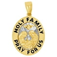 thumbnail image 1 of 14k Yellow & White Gold, Holy Family Baptism Christening Religious Pendant Oval 13mm with 18" Dainty Neck Chain, 1 of 5