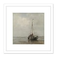 thumbnail image 1 of Maris Bowed Bluff Fishing Boat Beach Scheveningen 8X8 Inch Square Wooden Framed Wall Art Print Picture with Mount, 1 of 4