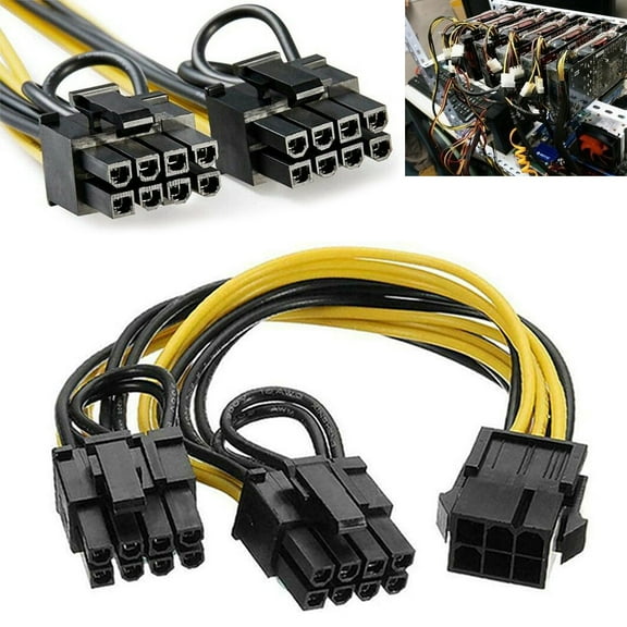 10 PCS CPU 8 Pin Female to Dual 6 2 Pin Male Power Adapter Splitter Cable for Graphics Card BTC Miner COMeap