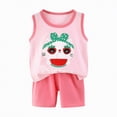 thumbnail image 4 of TOWED22 2 Piece Baby Boy Summer Sets Sleeveless Tee Tank + Adorable Cartoon Print Pull-on Shorts Clothing Outfits(Pink,18-24 M), 4 of 4