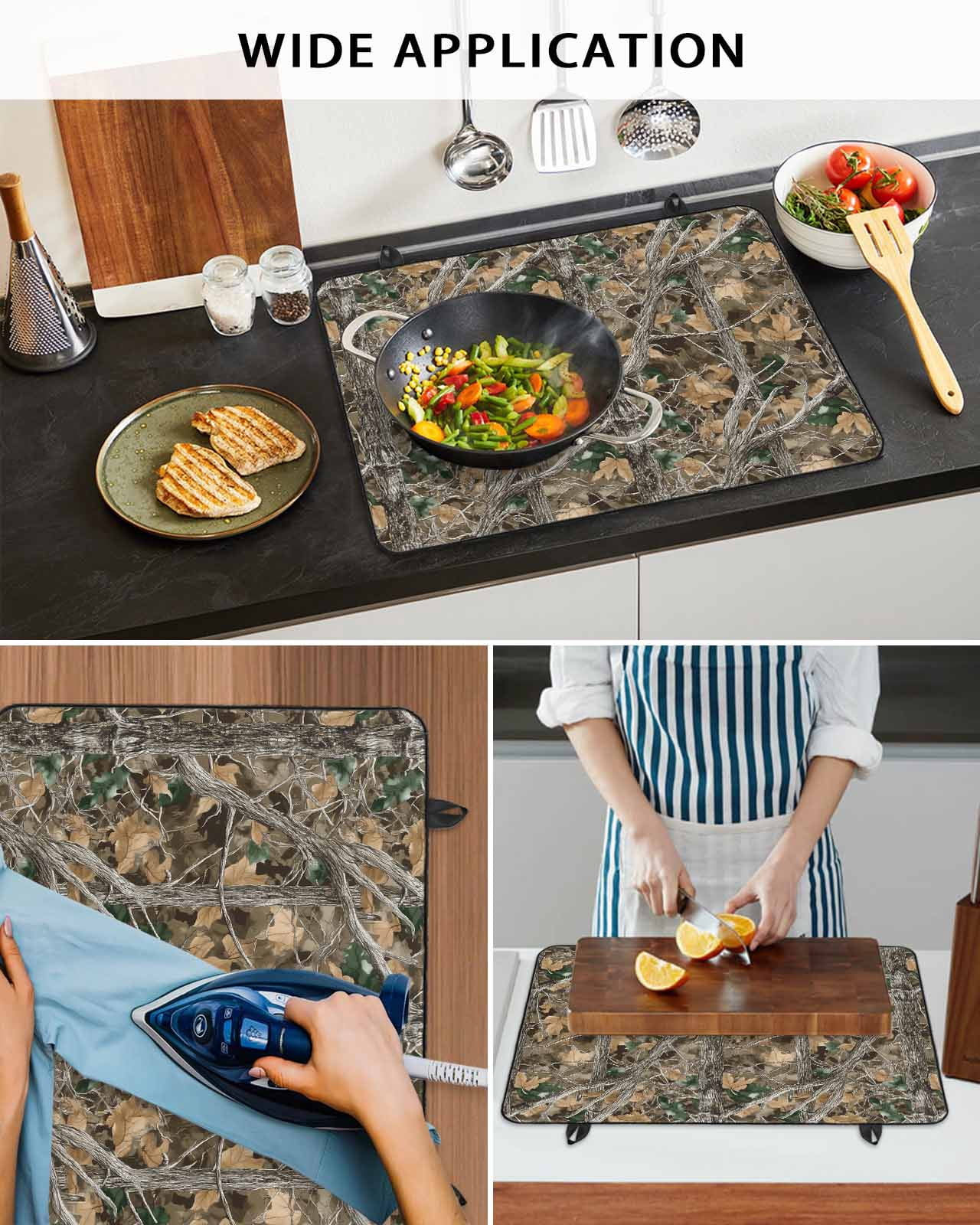 nqOlkjepod Large Induction Cooktop Protector Mat 24"x21", Brown Fall Maple Leaves Stove Top Covers for Electric Stove, Branches Wood Tree Forest Stove Burner Cover Mats, Glass Top Stove Cover