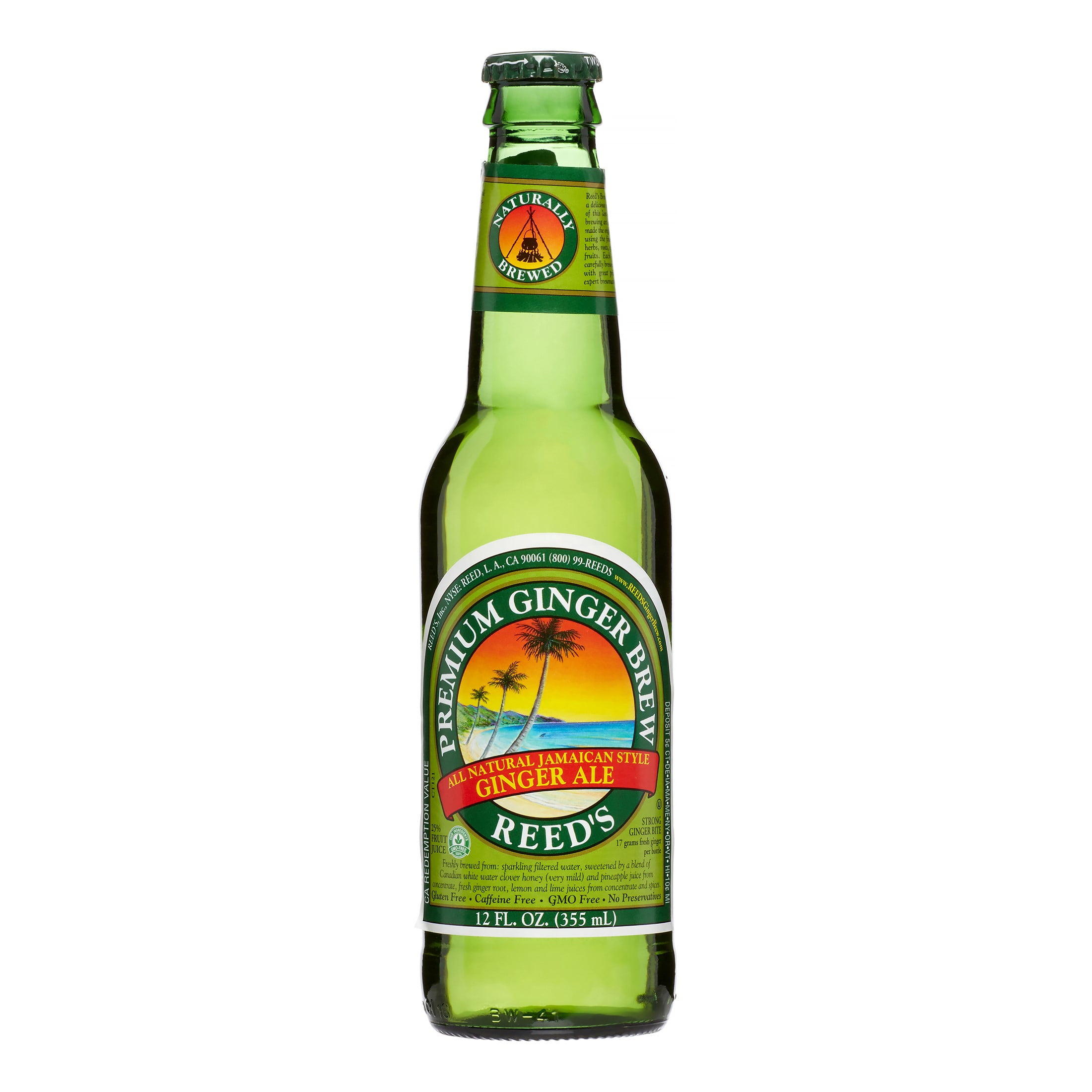 Reeds All Natural Jamaican Style Premium Ginger Brew Ginger Ale, 12 Fl. Oz., 4 Count