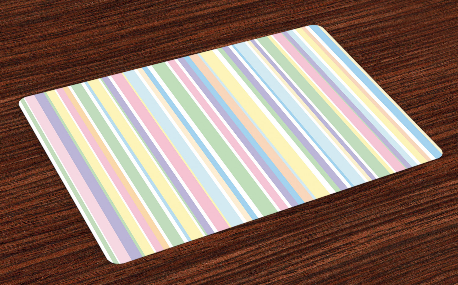 Pastel Placemats Set of 4 Vertically Striped Pattern Different Colored