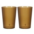 thumbnail image 1 of Vasos de Plástico Transparentes Reutilizables, Juego de Vasos de Bebida Estriados de 5.1oz (Marrón, 2 Piezas), 1 of 7