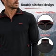 thumbnail image 6 of Rocky Men’s Quarter Zip Pullover, Lightweight Stretch Athletic 1/4 Zip Golf Sweater and Workout Sweatshirt, Long Sleeve Thermal Shirt with Zip Pocket for Men, Black, Large, 6 of 8