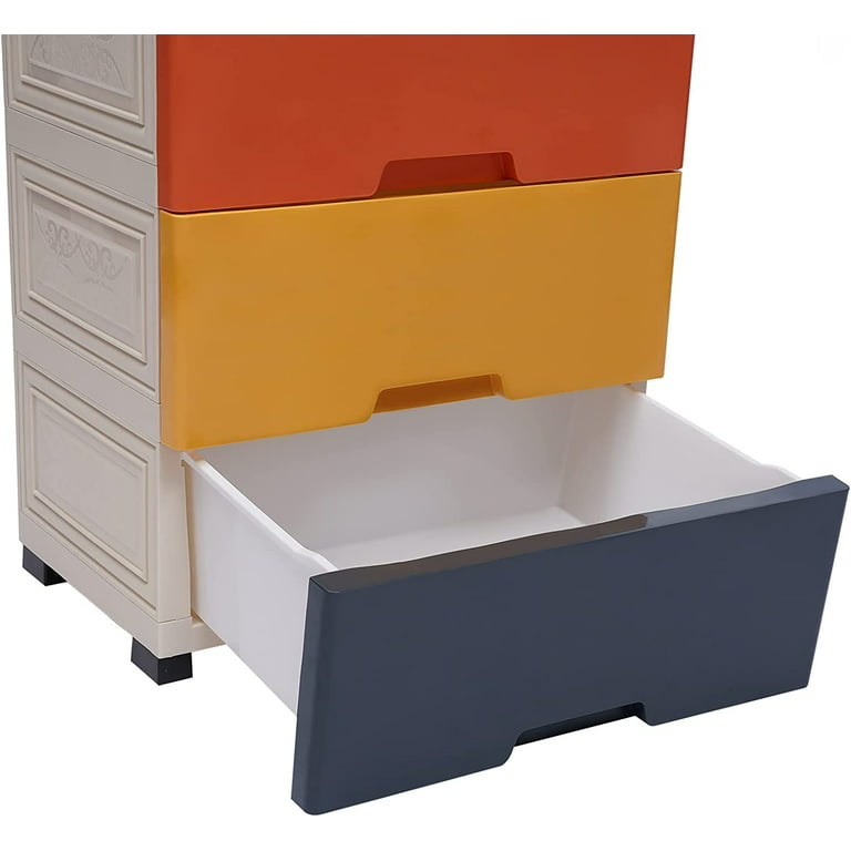 WOQLIBE Dresser Drawer Organizers,Plastic Dresser with 6 Drawers, Tall  Lockable Storage Cabinet with Wheel, Dresser Drawer Organizers for