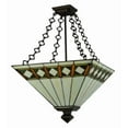 thumbnail image 7 of Meyda Tiffany 130792 17 Inch Square Diamond Band Mission Semi-Flushmount   Mahogany Bronze Finish with Amber/Green Glass with Beige Fabric Shade, 7 of 7