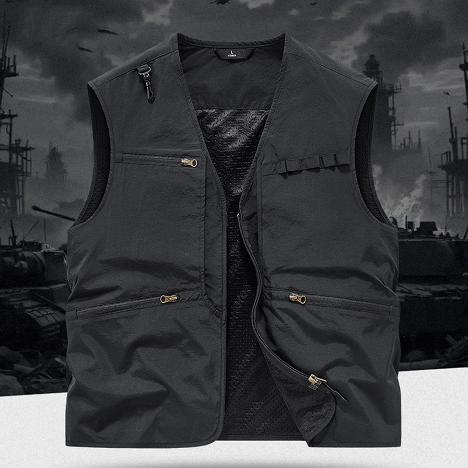 VBTAPA Men's Quick Dry Vest Lightweight Outdoor Fishing Travel Sleeveless Jackets Fashion Cargo Vests Black XXL