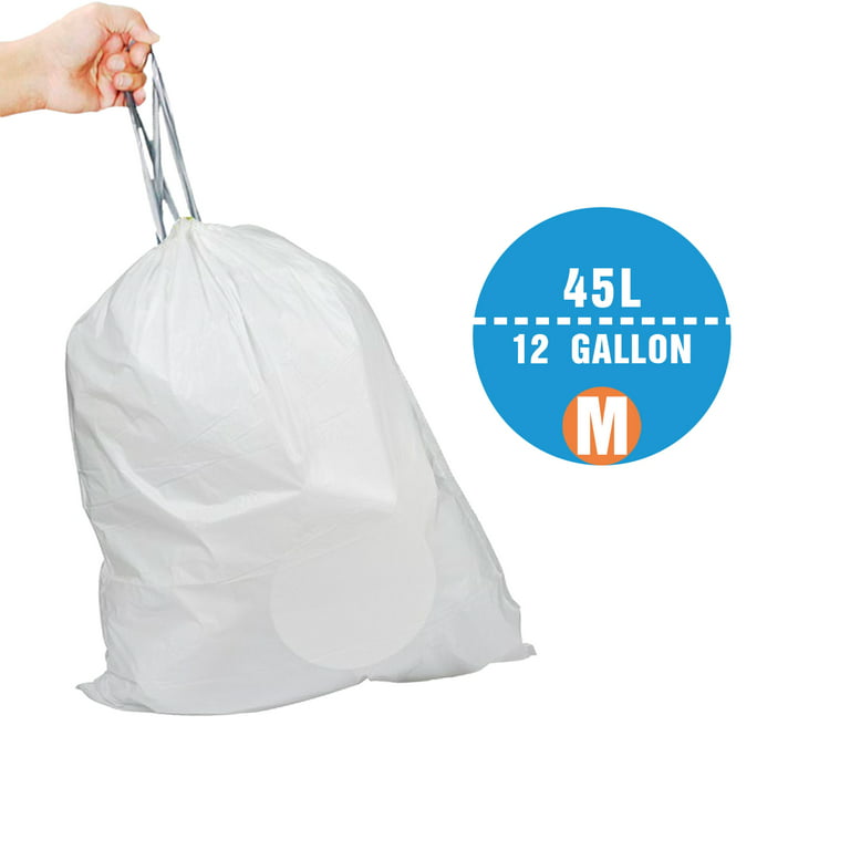 Code M 200 Count 12 Gallon | 45 Liter Trash Bags Compatible with Code M | White Drawstring Garbage Liners, Men's, Size: Medium