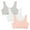 Gray/Pink/White, variant on INNERSY Girls Wireless Bras Comfortable Cotton Little Girls Training Bras 3 Pack(L,Solid Black/Grey/White)