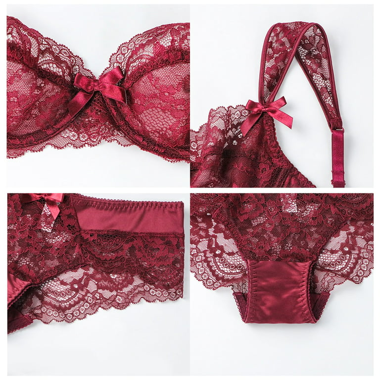 Varsbaby Wide Strap Underwire Bra and Sexy Lace Panties Lingerie Sets 