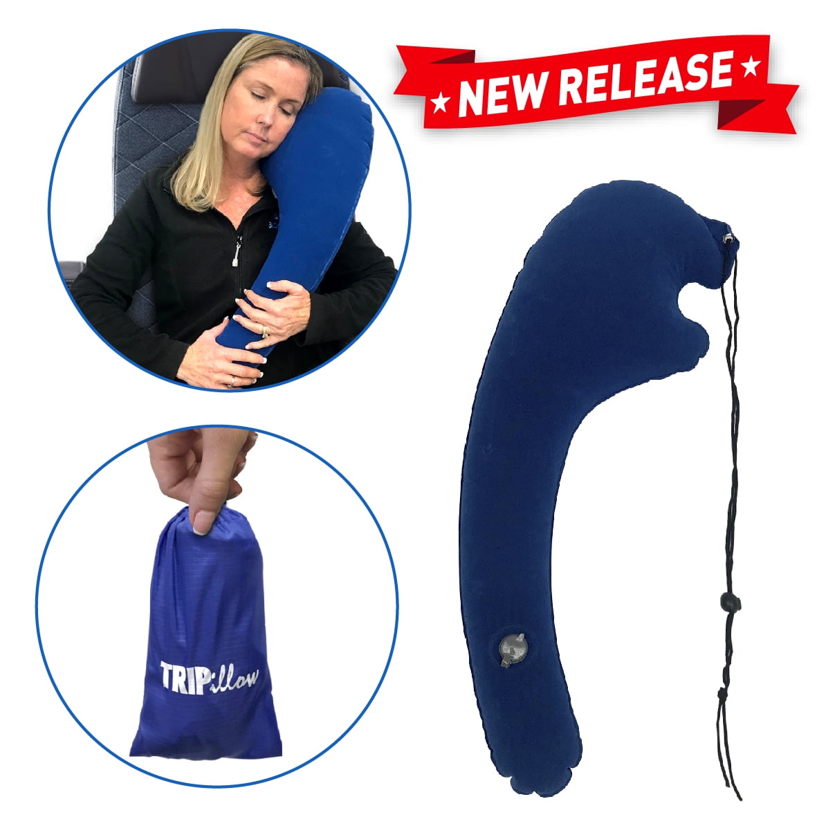Tripillow Travel Pillow Ergonomic Travelling Pillow Inflatable Neck Support Sleeping