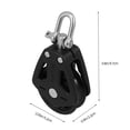 thumbnail image 2 of FRCOLOR Nylon and Stainless Steel Double Pulley Block with Swivel Bearing for Marine Use Black 2 Pieces, 2 of 8