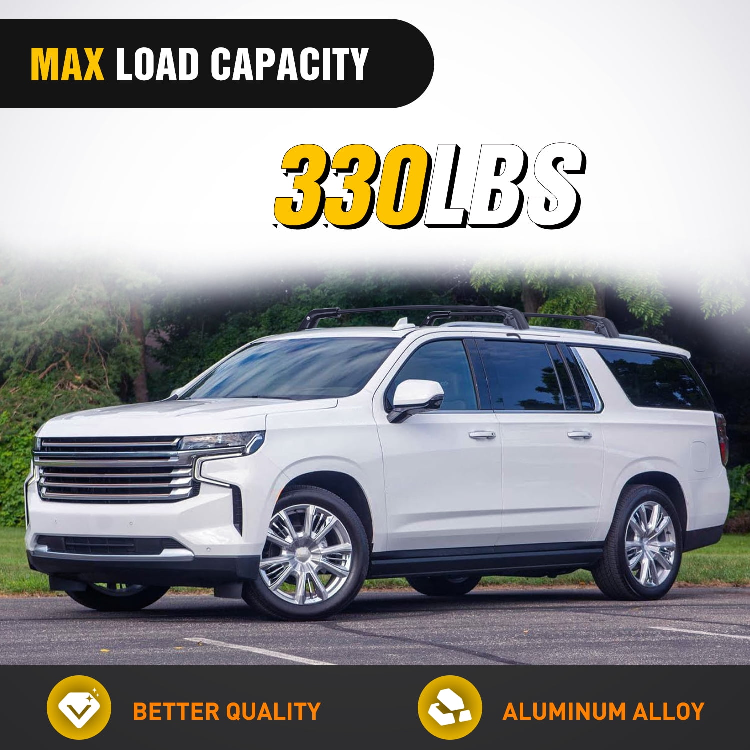 Roof Rack Cross Bars Compatible with Chevrolet Tahoe Suburban GMC Yukon Cadillac Escalade 2021 22 23 2024, Adjustable Aluminum Car Crossbars for Cargo Carrier Luggage Box Kayak Tent Snowboard