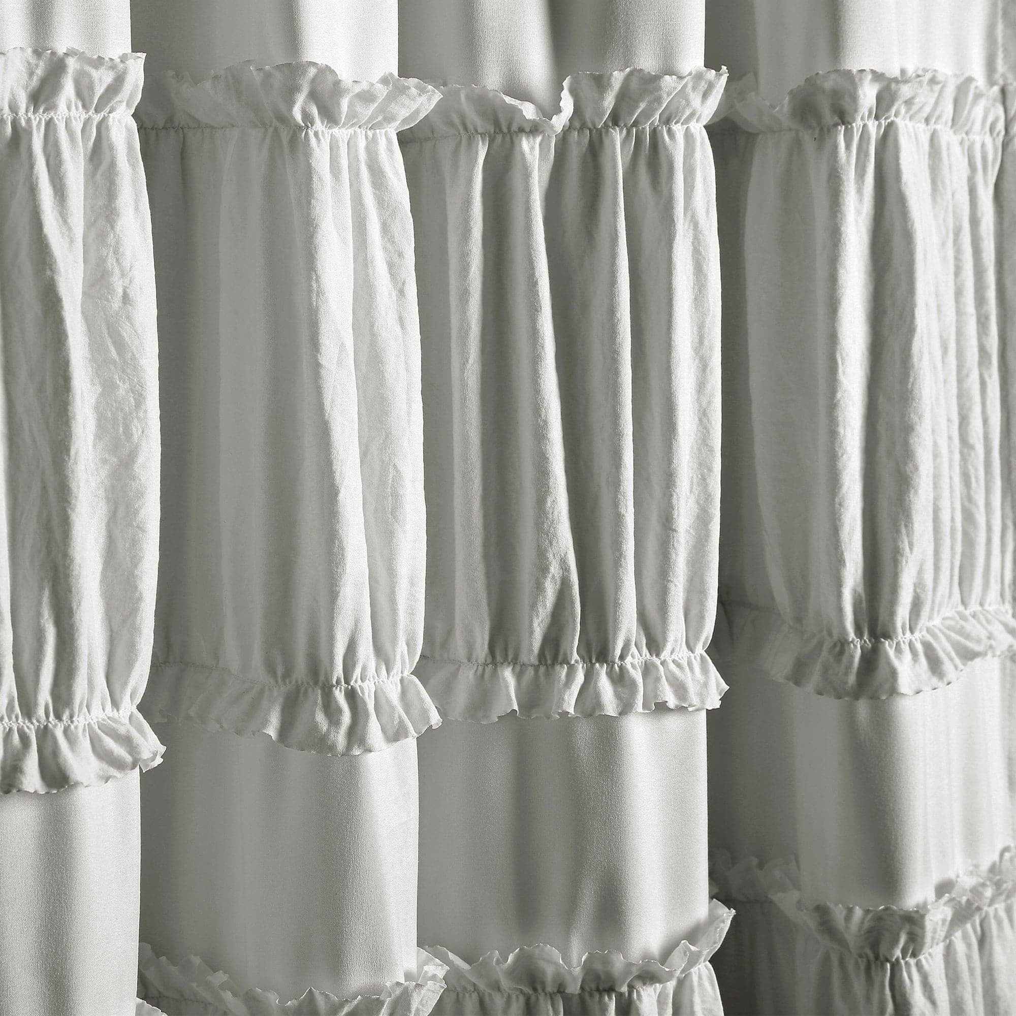 Lush Decor Nova Ruffle Ruffle 84" x 42" Textured White 3" Rod Pocket 2-Pc Set Window Panel