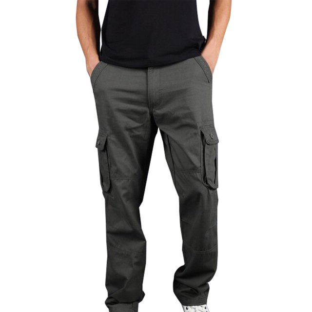 CEHVOM Men's Plus Size Pure Cotton Multi-pocket Wear-resistant Overalls Trousers