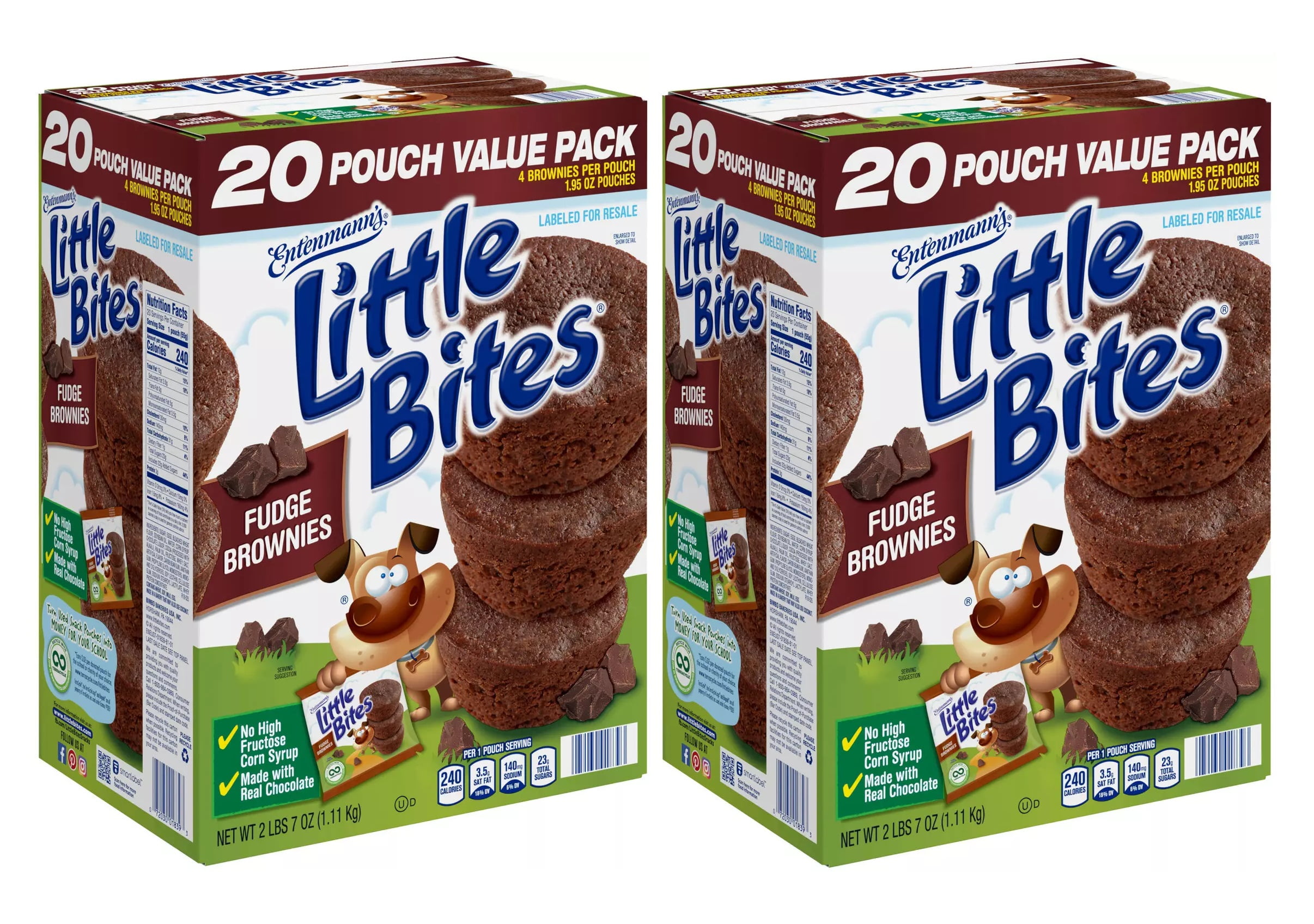 2 Pack Entenmann's Little Bites Fudge Brownies (1.95oz / 20pk