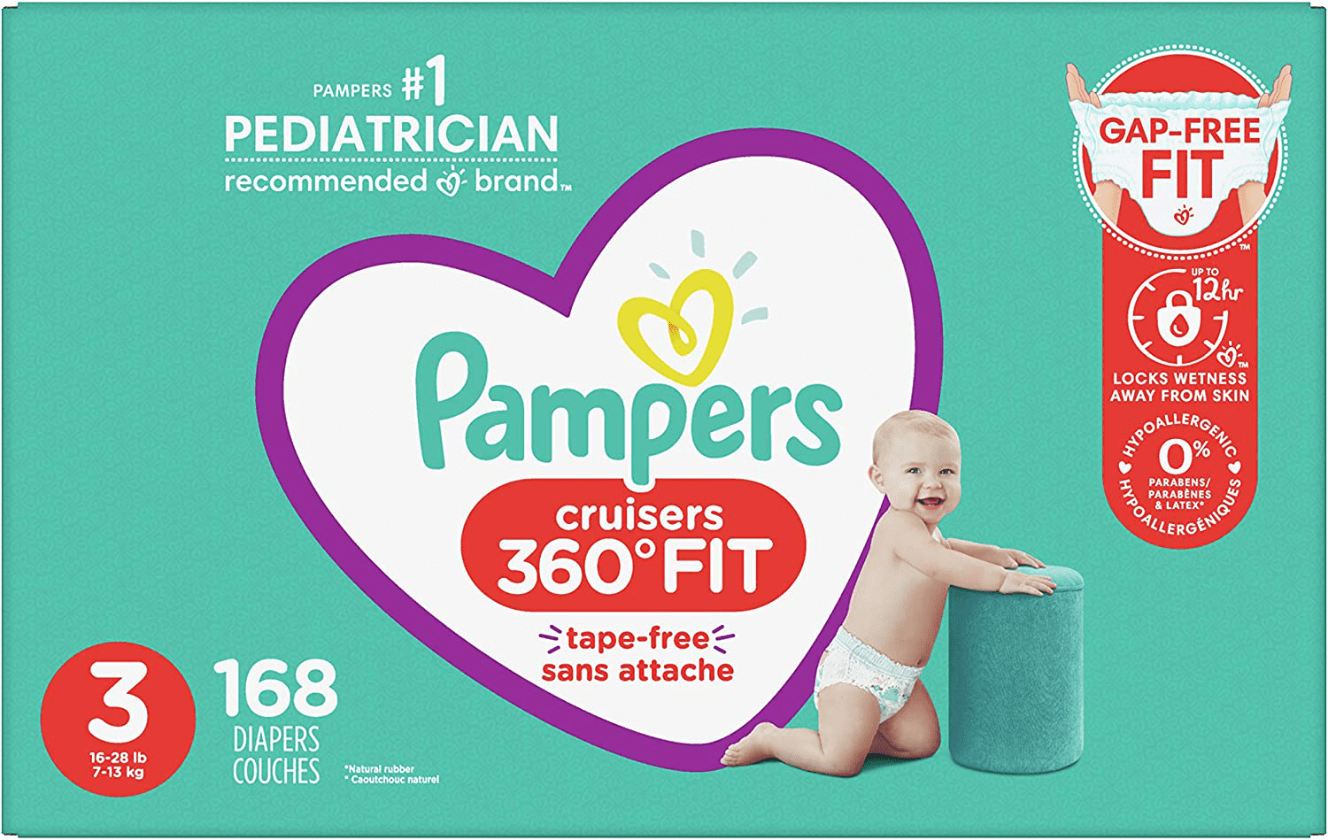 Diapers Size 3, 168 Count Pampers Pull On Cruisers 360° Fit