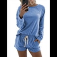 thumbnail image 2 of Conjunto Deportivo de Dos Piezas para Mujer, Traje Informal de Gran Tamaño, Ropa Deportiva, Ropa de Otoño. Azul M, 2 of 9