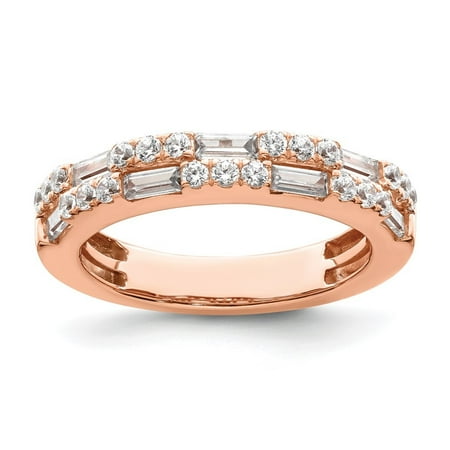 Auriga Fine Jewelry 14K Rose Gold 1 carat Round/Baguette Diamond Wedding Band for Women Size 7