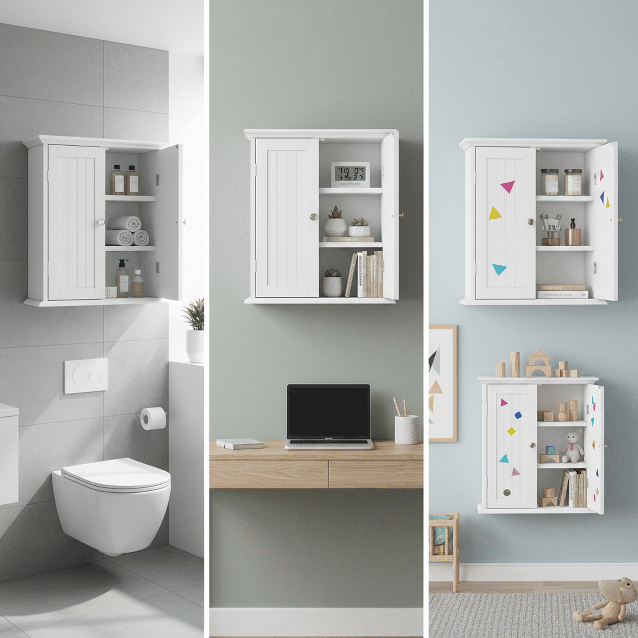 edx Wall Cabinet, Over The Toilet Space Saver Storage Cabinet, Bathroom Organizer with 2 Doors, white