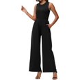 thumbnail image 3 of Vine Women Jumpsuits One Piece Jumpsuits for Women Dressy Casual Outfits Sleeveless Mock Neck Wide Leg Jumpsuits With Pockets S-2XL, 3 of 7