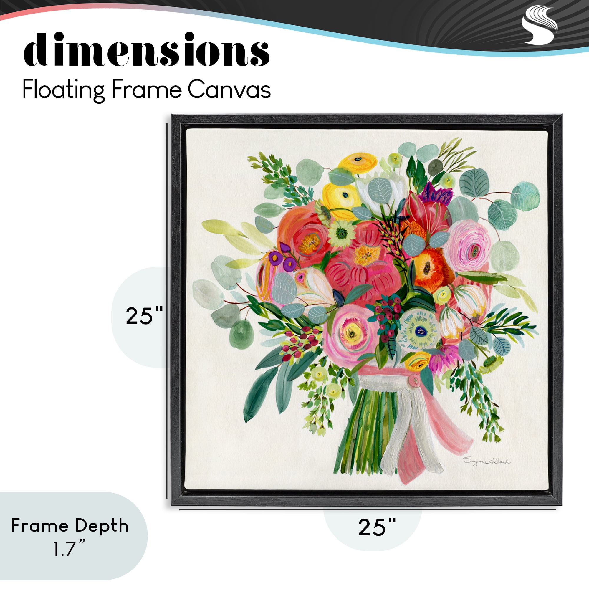 Stupell Industries Constant Friend Bouquet Black Framed Floater Canvas Wall Art, design by Suzanne Allard