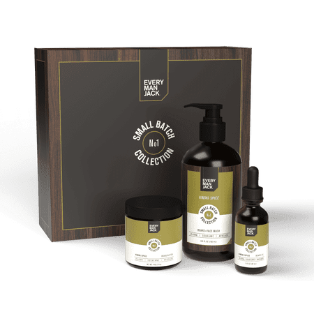 Every Man Jack Small Batch Beard Set, Hinoki Spice Fragrance - Beard Wash, Beard Oil and Beard Butter