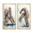 thumbnail image 2 of Designart "Hockey Goalie in Action on the Ice I" Sport Hockey Framed Wall Art Set Of 2 - White Sports Framed Canvas Set For Living Room Decor, 2 of 7