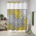 thumbnail image 6 of No Hook Shower Curtain with Built-in Rings - Yellow Gray Floral Washable Waterproof Fabric Bathroom Curtains for Hotel,Rentals, 72X 96 Inch Extra Long , Abstract Flowers Pattern, 6 of 9