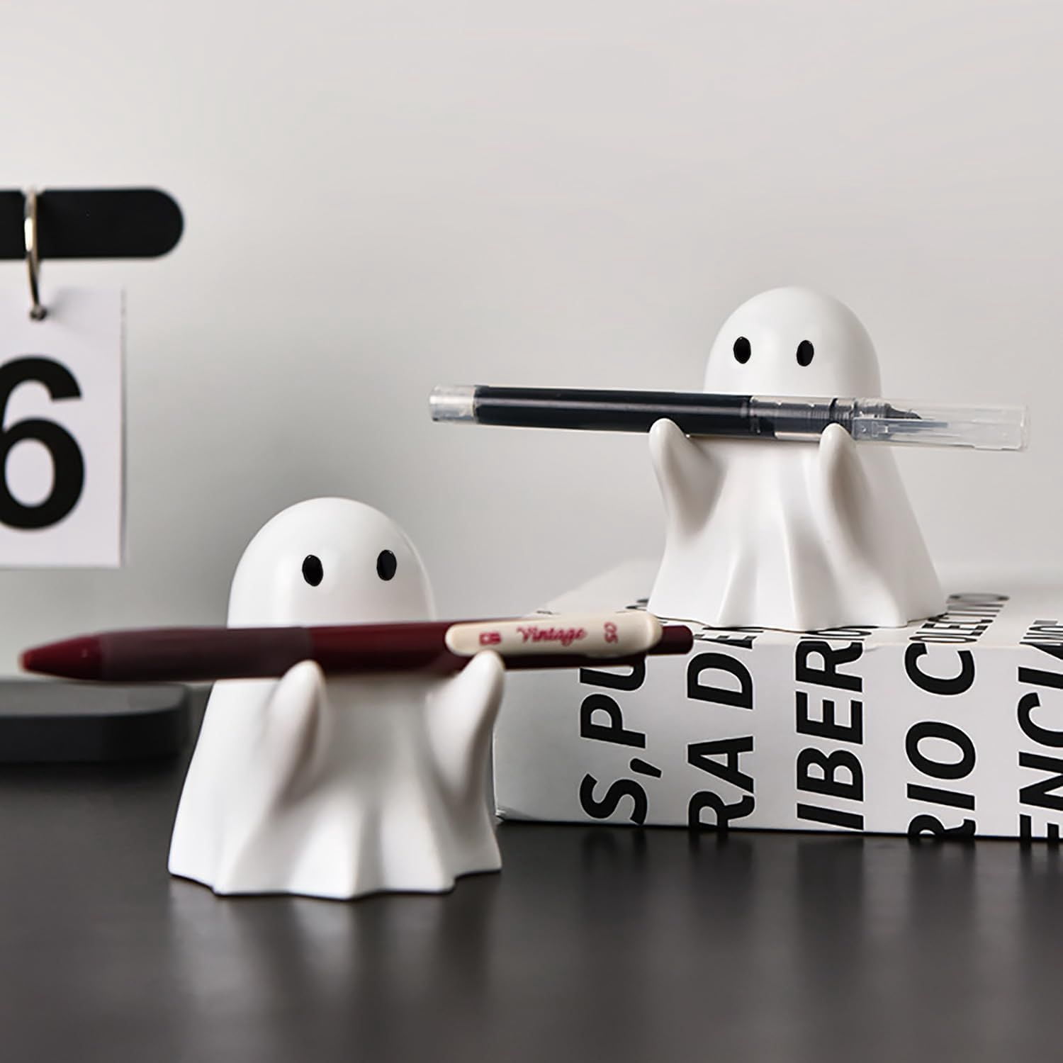 Glow-in-the-Dark Mini Ghost Figurine for Halloween Desk and Shelf Decor