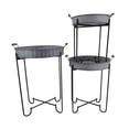 thumbnail image 1 of Set Of 3 Patterned Tray Shape With Handles On Metal Frames Plant Stand, 1 of 1