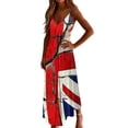thumbnail image 5 of Uootdi Women Dresses Union Jack Glitter Print Spaghetti Strap V Neck Maxi Length Loose Fit Lightweight Sundresses Casual Dresses Summer Vacation Outfit Gift, 5 of 8