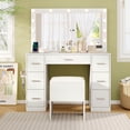 thumbnail image 4 of Costway Vanity Desk with Mirror and Lights Storage Stool Power Outlets 3 Lighting Colors, 4 of 10