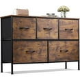 thumbnail image 6 of 5-Drawer Dresser,21''H x 40''L x 12''W Tall Fabric Dresser, Storage Organizer Unit With Wide Chest Bins for Closet, Living Room, Sutdy，Entryway，Hallway, Nursery（Tiger Grain）, 6 of 7