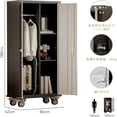 thumbnail image 2 of Bingirl Armoire de Rangement en Acier à 3 Niveaux avec Tubes de Suspension Armoire Verrouillable Roues, 2 of 5