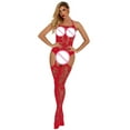 thumbnail image 4 of LowProfile Underwear Bodysuit for Women Mesh Hollow Fishnet BabyDoll Underwear Nightwear Overalls Red, 4 of 4