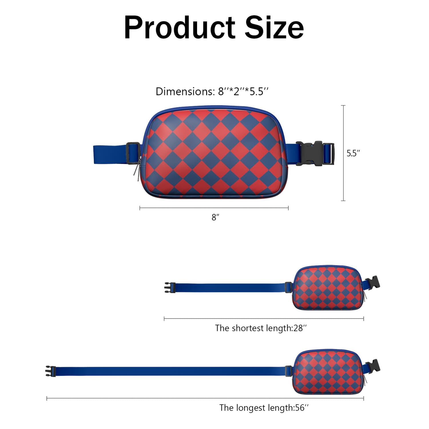 Retro Plaid Waist Bag – Vintage Checkered Fanny Pack with Abstract Geometric Pattern