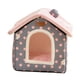 thumbnail image 4 of Cama para gatos semicerrada, nido para perros y gatos, lavable, repetición, camas para perros relajantes y acogedoras, casa para gatos para cachorros, Puntos rosados, 4 of 10