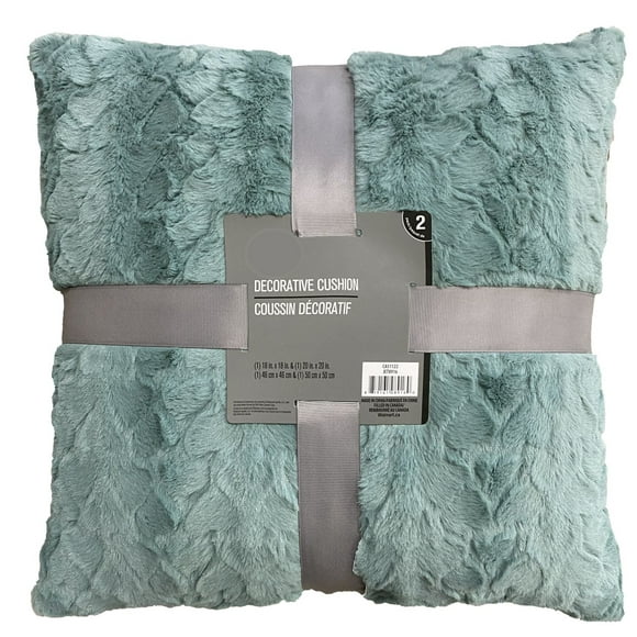 Hometrends Solid Fur Decorative Pillow (Set of 2) - Teal