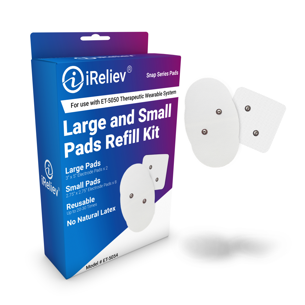 iReliev Wireless Electrode Pads, Large & Small Pads Refill Kit, (8) 2.75" x 2.75" & (2) 3" x 5