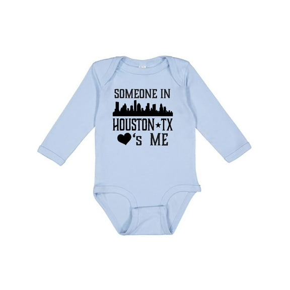 Inktastic Houston Texas Someone Loves Me Skyline Boys or Girls Long Sleeve Baby Bodysuit