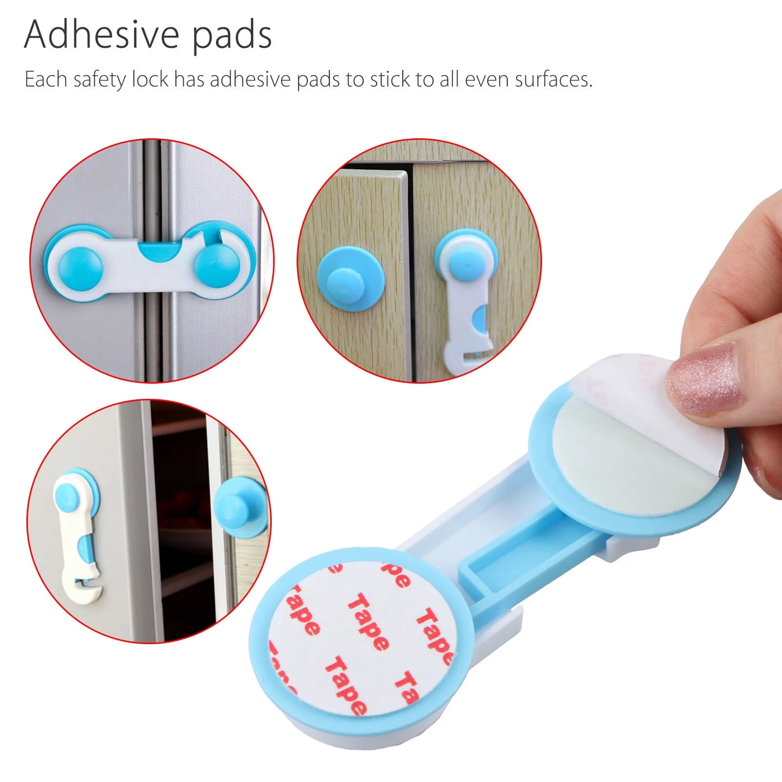 Serrures De Sécurité Enfant (12 Pack) Serrures De Bébé pour Armoires et Tiroirs, Toilettes, Réfrigérateur et Plus. 3M Plaquettes Adhésives. Installation Facile, Aucun Forage Requis