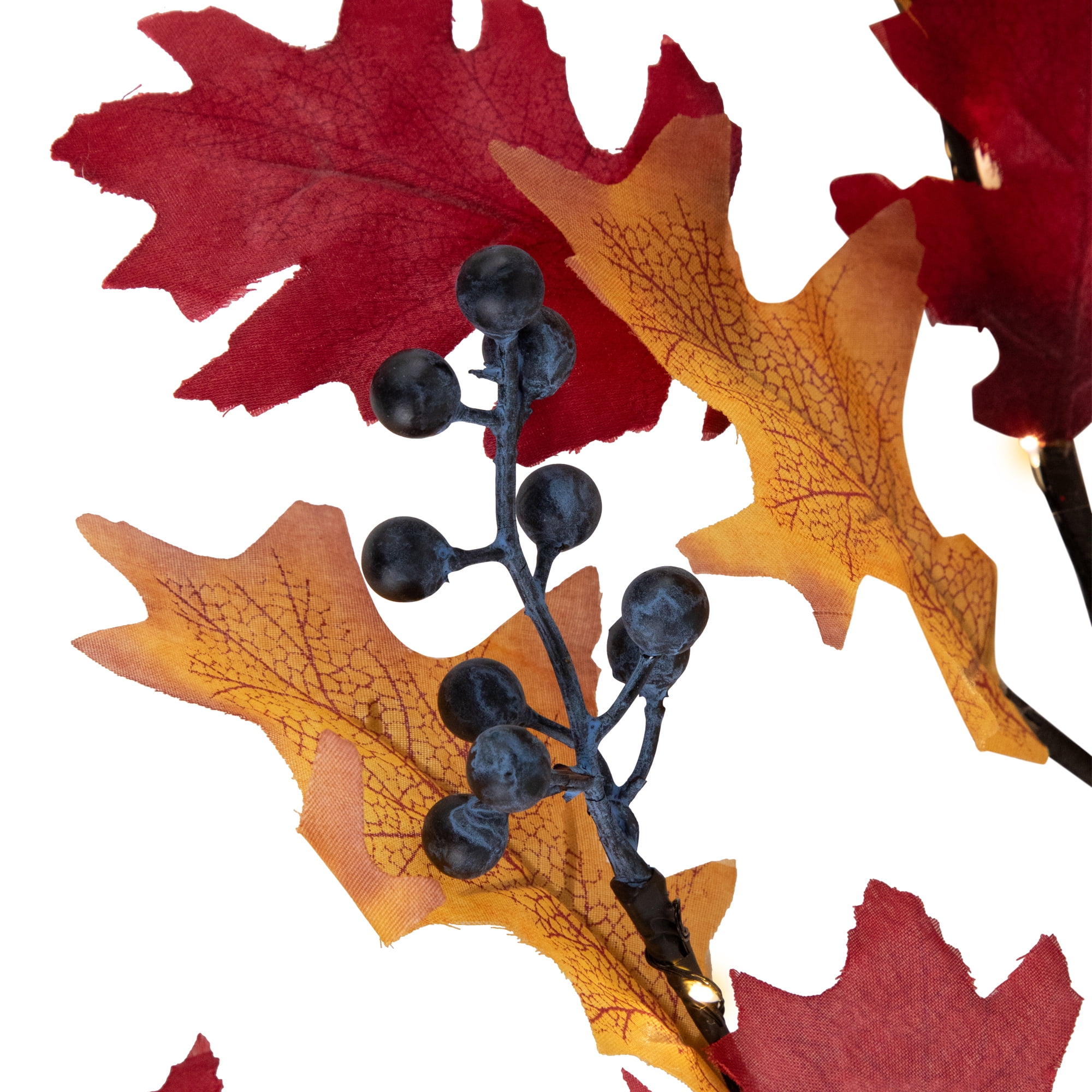 Northlight Lighted Berries and Leaves Fall Harvest Spray - 29" - Warm White